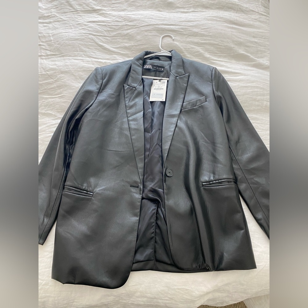 Zara oversized leather jacket